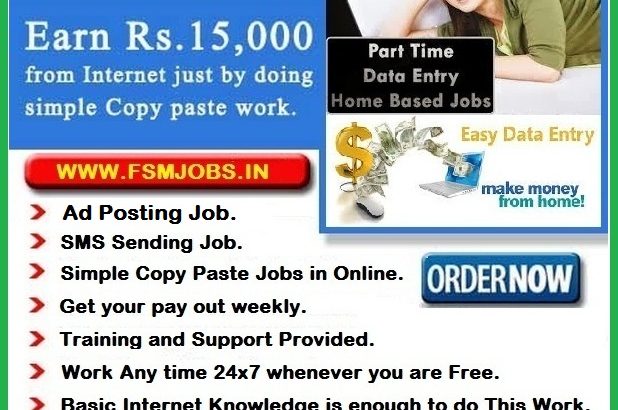 WORK FROM HOME INTERNET JOBS, DATA TYPING JOB, AD POSTING JOBS. VISIT:- WWW.FSMJOBS.IN