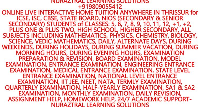 HOME TUITION IN AND AROUND ANGAMALY for NIOS SECONDARY & SENIOR SECONDARY- ALL SUBJECTS, NIOS SECONDARY & SENIOR SECONDARY- SCIENCE, NIOS SECONDARY & SENIOR SECONDARY- MATHEMATICS, NIOS SECONDARY & SENIOR SECONDARY- PHYSICS, NIOS SECONDARY & SENIOR SECONDARY- CHEMISTRY, NIOS SECONDARY & SENIOR SECONDARY- BIOLOGY, NIOS SECONDARY & SENIOR SECONDARY- EXAMINATION PREPARATION AND REVISION- NURAZTRAL LEARNING SOLUTIONS